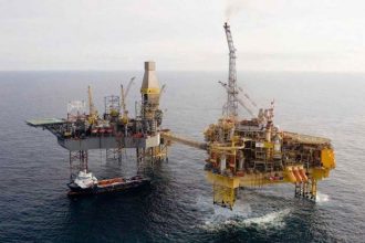 Total's Elgin offshore platform in the North Sea, 150 miles off the coast of Abe