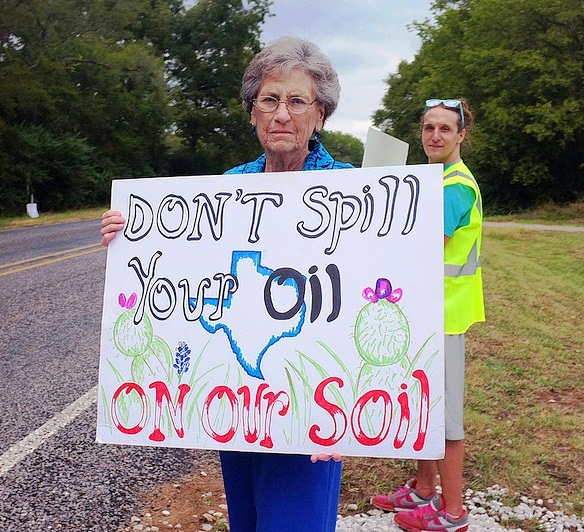 Texas landowner protests construction of the southern leg of the Keystone XL pip