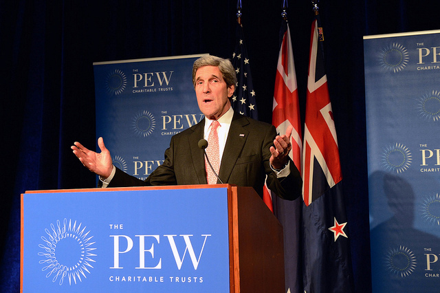 U.S. Secretary of State John Kerry delivers remarks at the Ross Sea Conservation