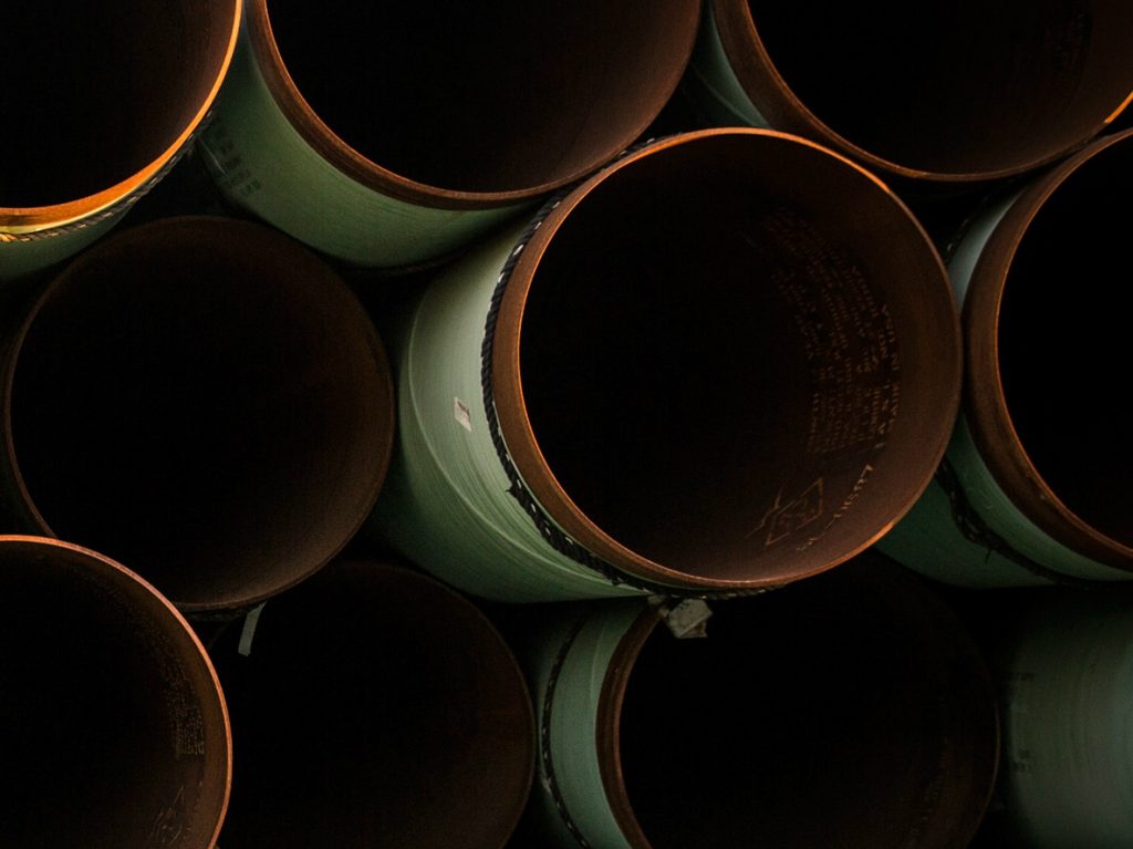 Sections of a pipeline wait to be installed. Credit: Andrew Burton/Getty Images
