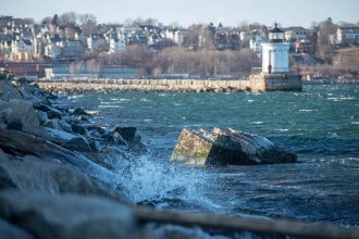 The city of South Portland, Maine has spent five years fighting to stop a local pipeline company from bringing tar sands oil through the city and building a pair smokestacks near Bug Light Park. Credit: Corey Templeton via Creative Commons