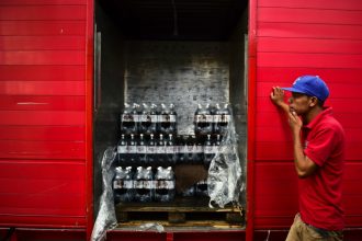 The food and beverage industry, where the supply chain is already feeling the effects of climate change on crops and water supplies, has the largest percentage of big companies setting greenhouse gas emissions goals with deadlines. Ronaldo Schemidt/AFP/Ge
