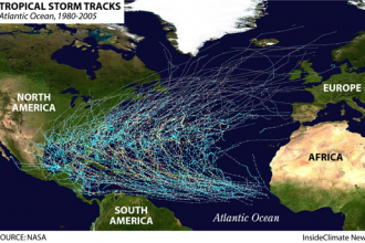 Map: 25 Years of Atlantic Tropical Storm Tracks