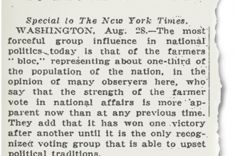 Image: 1921 New York Times Article on the Farm Bureau's Influence