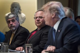 David Bernhardt (middle) listens to Donald Trump talk. Credit: Jabin Botsford/Washington Post via Getty ImagesDeputy Interior Secretary David Bernhardt (middle) listens to Donald Trump talk during a Cabinet meeting. Credit: Jabin Botsford/Washington Post