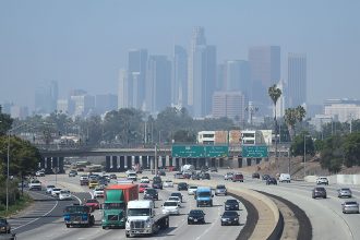 Air pollution in downtown Los Angeles in 2018. Credit: Frederic J. Brown/AFP/Getty Images
