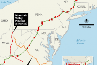 Map: Appalachian Trail Pipeline Crossing and Proposed Routes
