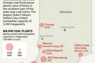 Map: Indiana's Coal-Fired Power Plants