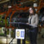 General Motors Chairman and CEO Mary Barra speaks on March 22, 2019 in Lake Orion, Michigan. The company announced on Thursday it aims to stop selling gasoline and diesel vehicles by 2035. Credit: Bill Pugliano/Getty Images