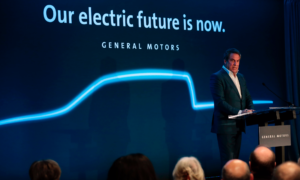 Mark Reuss, General Motors president speaks at their Detroit- Hamtramck assembly plant on Jan. 27, 2020 in Detroit, Michigan. Credit: Jeff Kowalsky/AFP via Getty Images