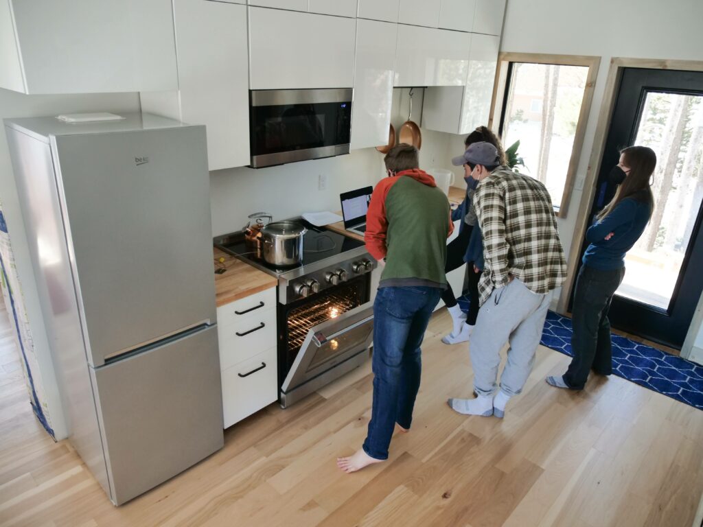 The 2021 Solar Decathlon house entry for the University of Colorado Boulder being built in Fraser, Colorado. Credit: Casey A. Cass/University of Colorado