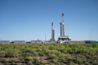 An oil drilling rig is pictured on April 24, 2020 near Carlsbad, New Mexico. Credit: Paul Ratje via Getty Images