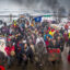 Defiant Dakota Access Pipeline water protectors faced-off with various law enforcement agencies on the day the camp was slated to be raided. Credit: Michael Nigro/Pacific Press/LightRocket via Getty Images