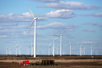 Wind turbines are viewed at a wind farm on January 21, 2016 in Colorado City, Texas. Credit: Spencer Platt/Getty Images