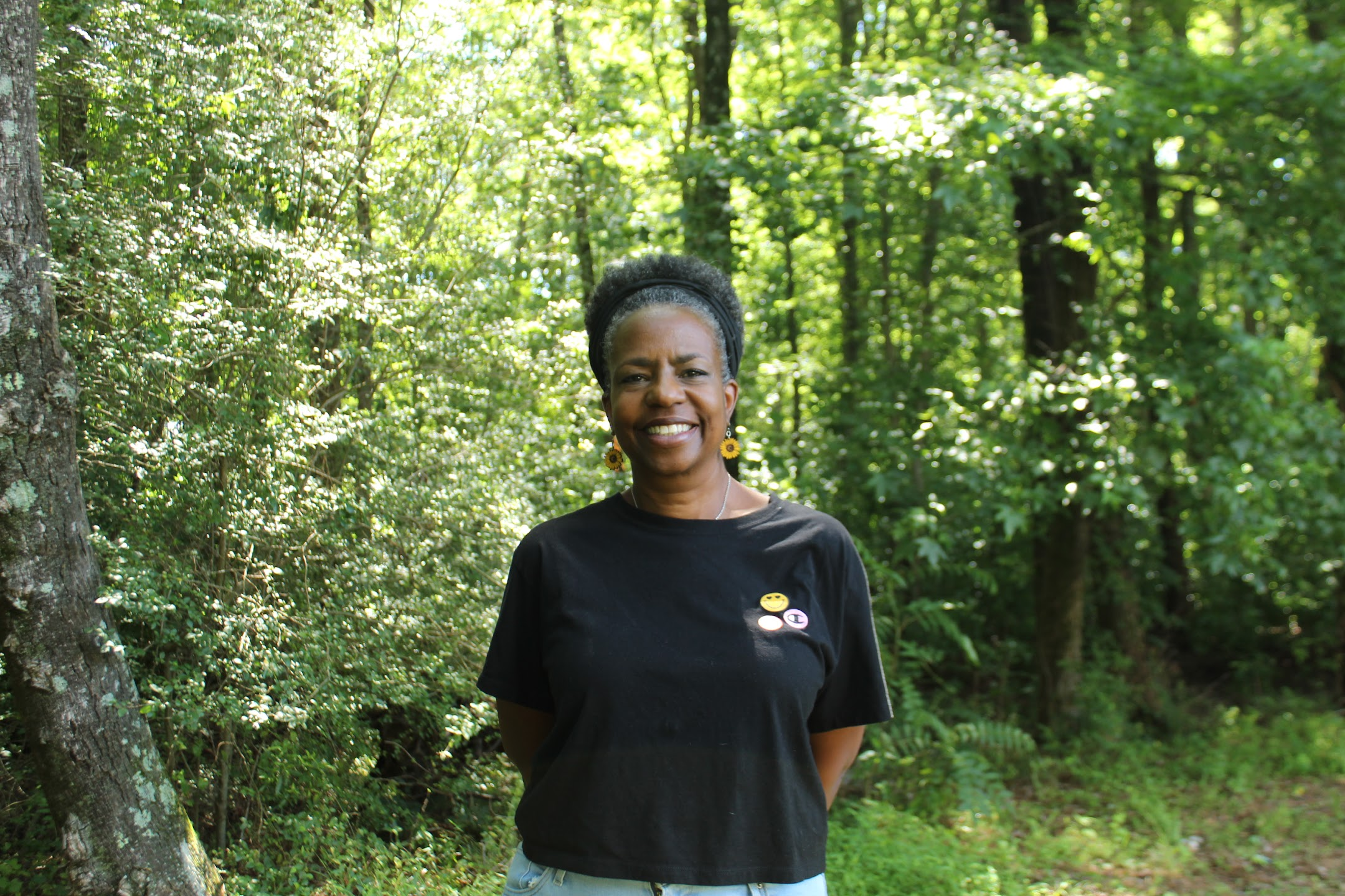 Mechelle Esparza stands in front of Serene Wildlife Sanctuary on June 25. Credit: Ananya Chetia