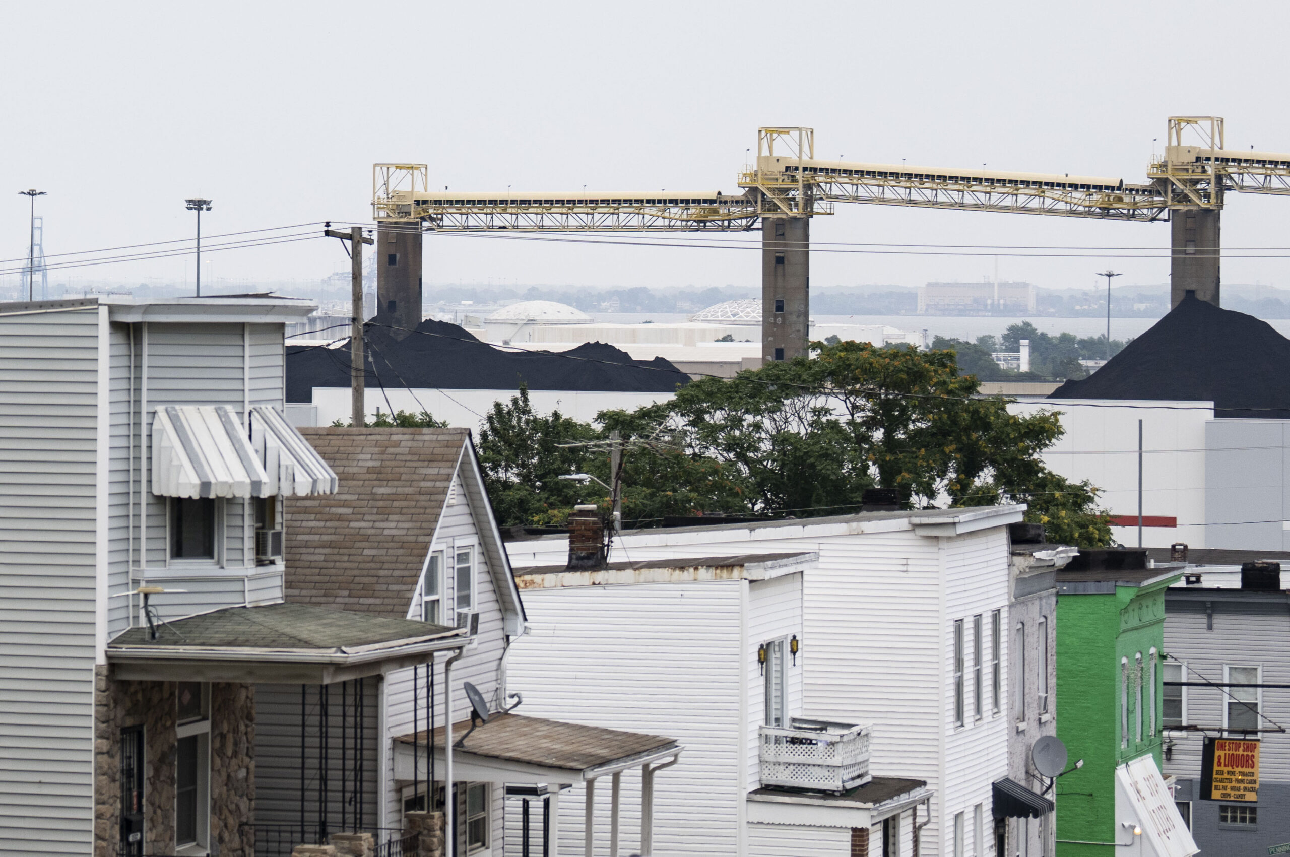 A view of the CSX facilities from the Curtis Bay neighborhood in Baltimore. Credit: Jessica Gallagher/Baltimore Banner