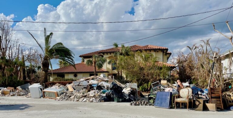 Chauncey Goss and his family spent weeks clearing hurricane debris from their property, as shown in this photograph taken shortly after Ian struck. Photo courtesy Chauncey Goss