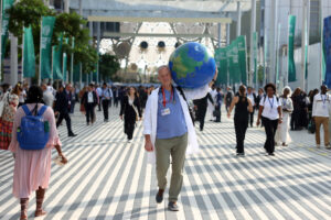 Joseph Vipond, from the Canadian Association of Physicians for the Environment, at COP28's Blue Zone in Expo City, in Dubai, United Arab Emirates. Credit: Walaa Alshaer/COP28 via Getty Images