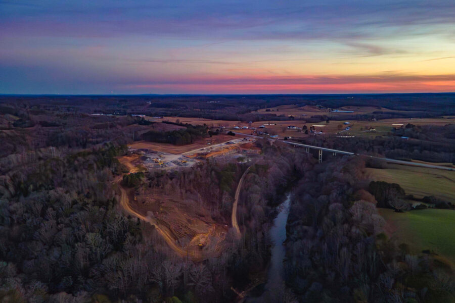 The sun sets over an unpermitted surface mining operation in Winston County, Alabama. Credit: Lee Hedgepeth/Inside Climate News