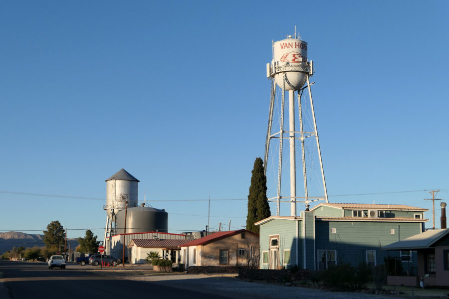The skyline of Van Horn, Texas, where residents are raising concerns about a proposed natural gas pipeline. Credit: Martha Pskowski/Inside Climate News