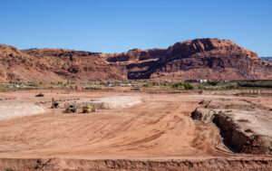The UMTRA Project, a U.S. Department of Energy's remedial operation to remove radioactive uranium tailings from a former mill site is viewed on Oct. 7, 2023 near Moab, Utah. Credit: George Rose/Getty Images