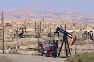 Oil pumpjacks dot the landscape on the outskirts of Taft, Kern County, California. Credit: Frederic J. Brown/AFP via Getty Images