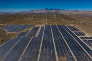 Wind turbines and solar panels merge in the desert of Mojave, Calif. Credit: Visions of America/Joe Sohm/Universal Images Group via Getty Images