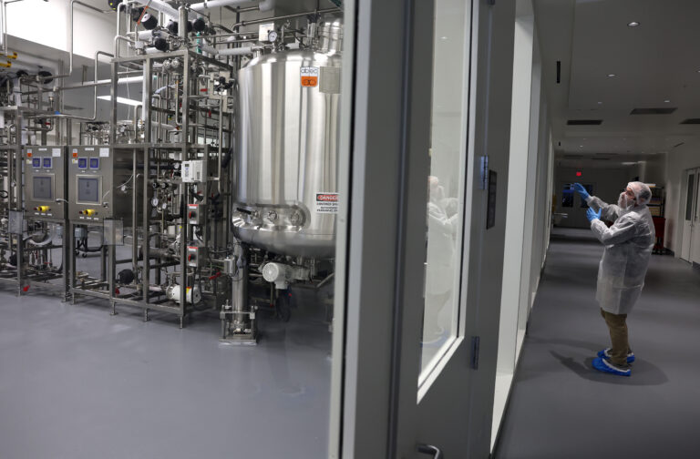 Cell-cultivated chicken is made in the pictured tanks at the Eat Just office on July 27, 2023 in Alameda, Calif. Credit: Justin Sullivan/Getty Images