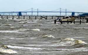 High winds roil the Chesapeake Bay on Sept. 23, 2023. Credit: Jonathan Newton/The Washington Post via Getty Images