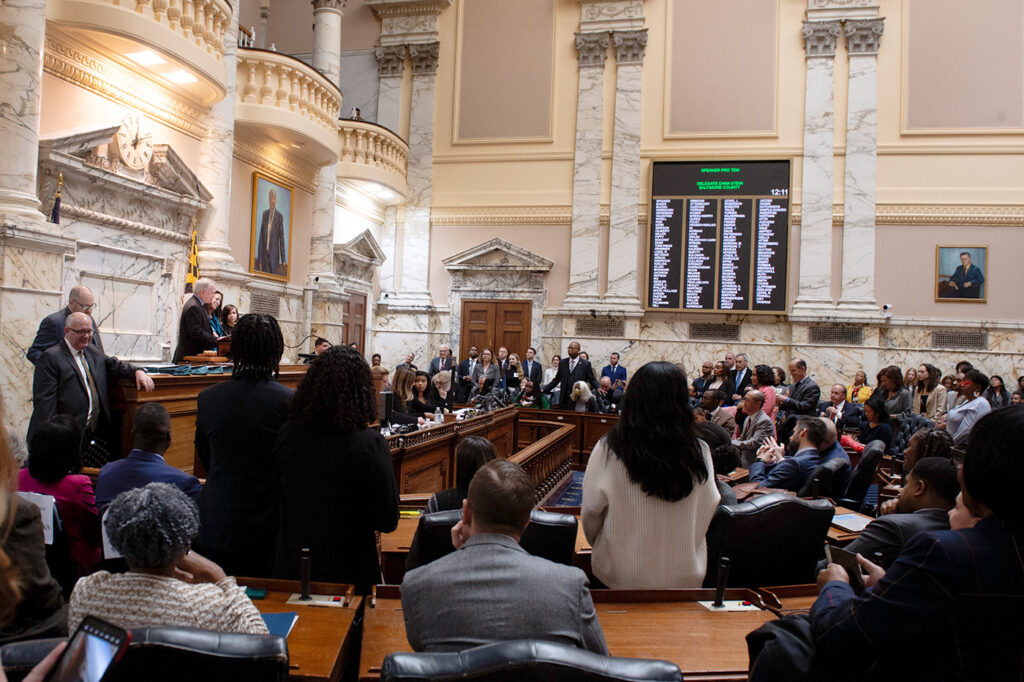 House of Delegates members gather during the Maryland General Assembly opening session on Jan. 10 in Annapolis, Md. Credit: Mark Gail/The Washington Post