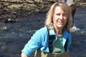 The Delaware Riverkeeper, Maya van Rossum, was joined by several other activists in a coordinated effort to force Pennsylvania Governor Josh Shapiro to hear their questions at a public meeting on Monday. Credit: Delaware Riverkeeper Network