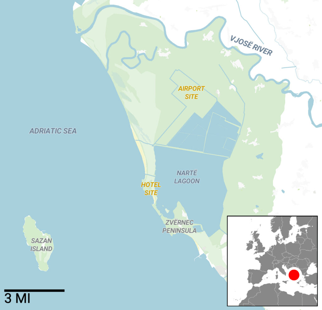 The Vjosë River delta, site of the planned development. Credit: Yale Environment 360