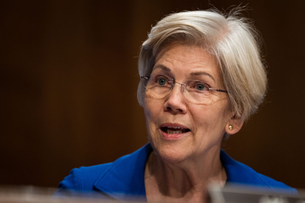 Sen. Elizabeth Warren (D-Mass.) speaks during a Senate committee hearing on Jan. 11 in Washington, D.C. Credit: Kent Nishimura/Getty Images