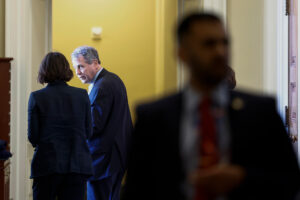 Sen. Sherrod Brown leaves a Senate Democratic policy luncheon at the U.S. Capitol building on March 20 in Washington, DC. Credit: Anna Moneymaker/Getty Images