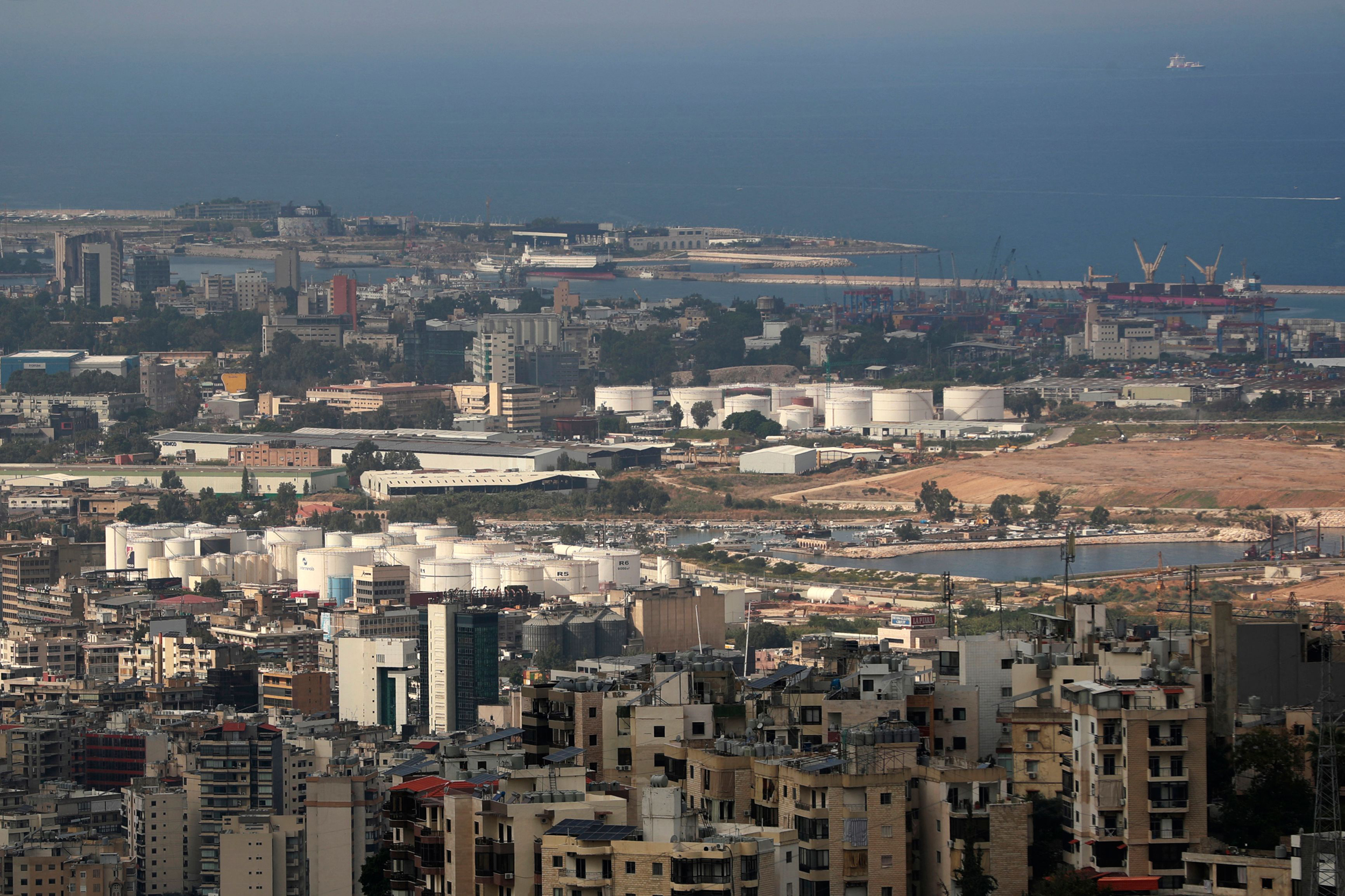 A view of Beirut shows oil tanks throughout the Lebanon capital on Nov. 1, 2023. Credit: Ahmad Al-Rubaye/AFP via Getty Images