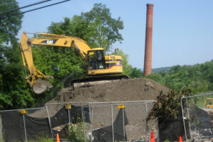 New York officials are cleaning up the former Ithaca Gun Factory site that's contaminated with trichloroethylene, or TCE, a known human carcinogen that's been linked to an increased risk of Parkinson's disease. Credit: Walter Hang