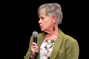 Kathy Love, director of the Alabama Surface Mining Commission, speaks during a discussion highlighting the consequences of longwall coal mining at Oak Grove High School in August 2024. Credit: Lee Hedgepeth/Inside Climate News