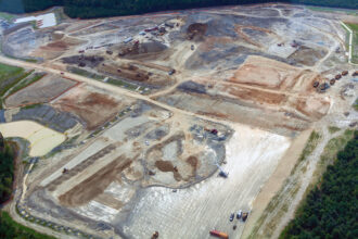A view of the Moriah Energy Center construction site on Aug. 12, 2024 in Person County N.C., where BREDL is considering setting up an air monitoring station. Credit: Lisa Sorg for Inside Climate News/The Assembly