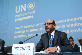 Ecuador Ambassador Luis Vayas Valdivieso speaks during the fourth session of the U.N. Intergovernmental Negotiating Committee (INC4) on April 23 in Ottawa, Canada. Credit: Dave Chan/AFP via Getty Images
