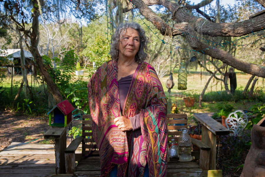 Diane Wilson stands outside her home in Seadrift, Texas. Credit: Dylan Baddour/Inside Climate News