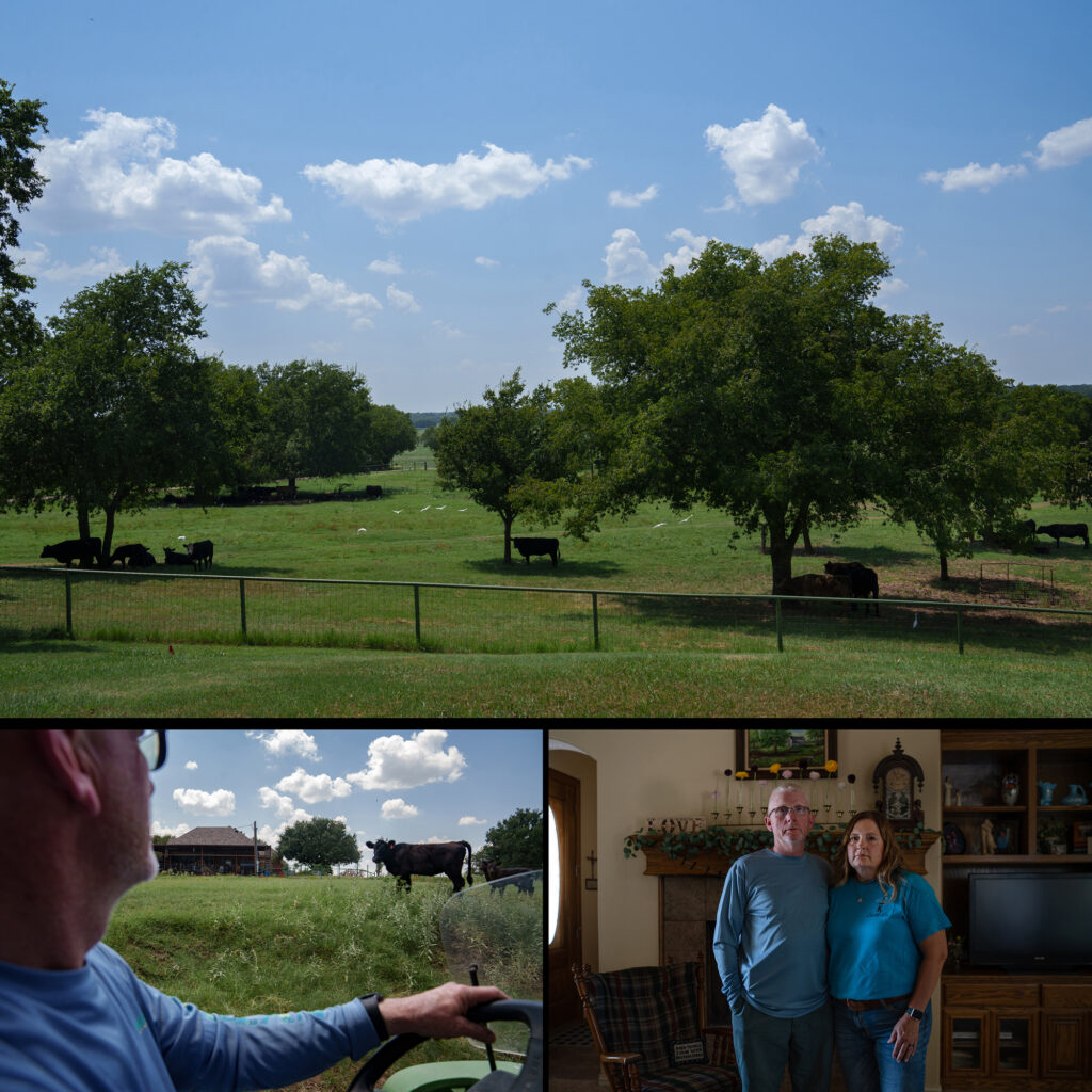 Tony Coleman took over the farm in 2018 after his wife’s father died from liver cancer. Karen Coleman said the farm doesn't feel the same anymore — the PFAS contamination has cast a shadow over it. If they sold cattle now, she said, it would feel like a betrayal of her father's memory. “We believe in Jesus. And at the end of my time, when I have to stand in front of Jesus and I get to see my dad again, I have to answer for the decisions that we're making right now,” she said. Credit: Azul Sordo for The Texas Tribune