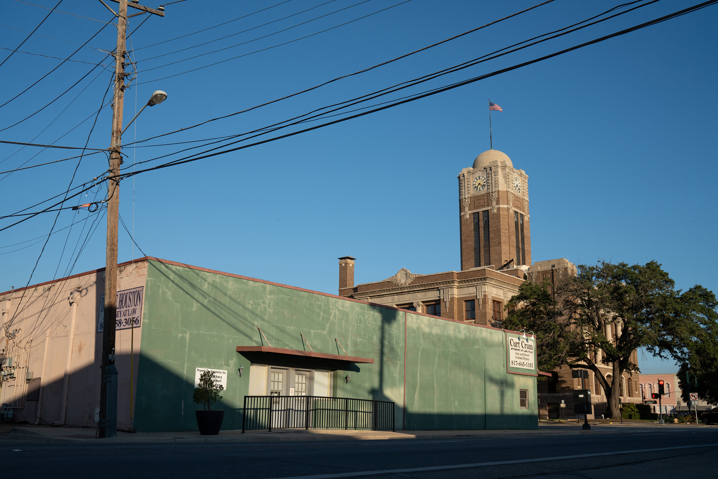 A view of the Johnson County Courthouse in downtown Cleburne on July 29. Credit: Azul Sordo for The Texas Tribune
