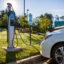 An EV charging station is seen in New Carrollton, Md. Credit: Tom Williams/CQ-Roll Call, Inc via Getty Images