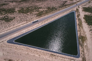 A view of a storage pond near Mentone in West Texas. Credit: Jon Shapley/Houston Chronicle via Getty Images