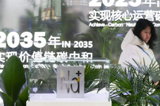 A visitor looks at sodium-ion battery products at the smart vehicle section of the China International Supply Chain Expo in Beijing on Dec. 1, 2023. Credit: Li He/Xinhua via Getty Images