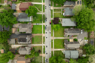An aerial view of a Memphis neighborhood in Tennessee. Memphis residents pay more of their income on energy than the national average. Credit: Kevin Wurm/The Washington Post via Getty Images