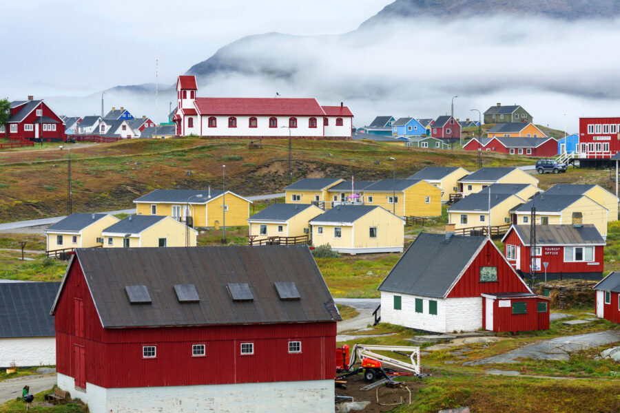 A view of the small Arctic town of Narsaq in southern Greenland, where Greenland Minerals arrived in 2007. Credit: Martin Zwick/REDA/Universal Images Group via Getty Images