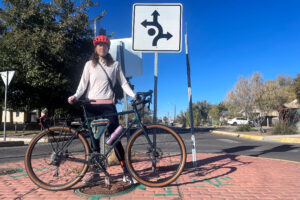 Albuquerque resident Annie Frang was struck by a car riding home from work in August 2024. She suffered a separated shoulder from the incident. Credit: Tina Deines/Inside Climate News