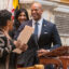 Speaker of the House Adrienne A. Jones introduces Lieutenant Gov. Aruna Miller and Gov. Wes Moore as Maryland lawmakers convene for a new legislative session on Jan. 8 in Annapolis. Credit: Jonathan Newton/The Washington Post via Getty Images