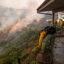 Monterey County firefighters clear shrubbery around houses in Brentwood, Calif. as the Palisades Fire grows closer on Jan. 11. Credit: Jon Putman/NurPhoto via Getty Images